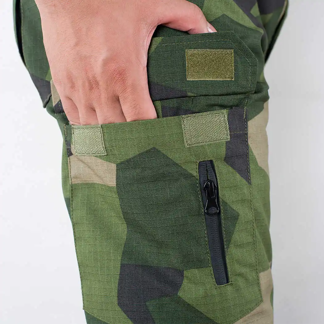 Sueco M90 camuflaje geométrico alemán punto Camo ruso EMR pantalones tácticos de verano telas a cuadros pantalones con puños - imagen 5