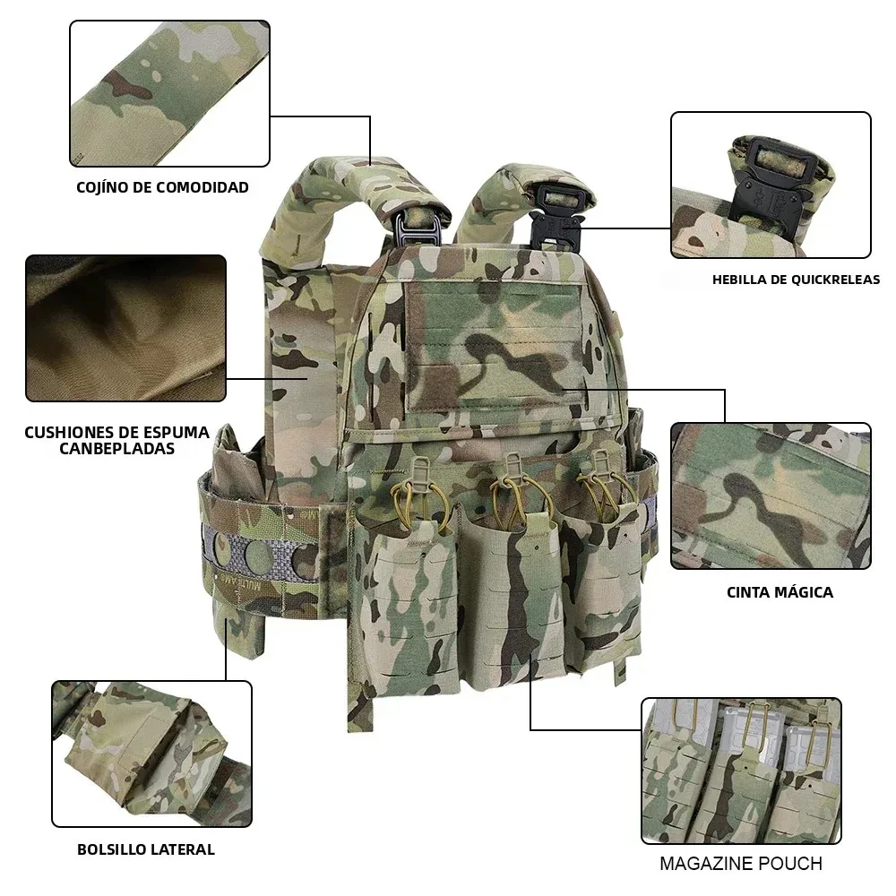 SINAIRSOFT táctico FCPC V5 portador de placa estilo Ferro chaleco de liberación rápida Triple 556 bolsa de revista MOLLE caza Airsoft Gear - imagen 4