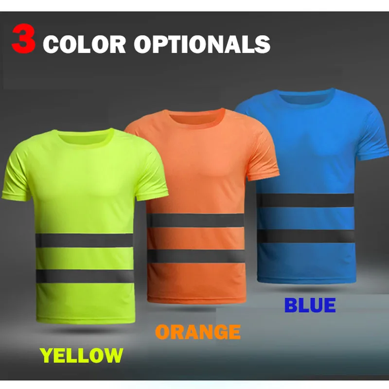 Camiseta fluorescente para deportes al aire libre, camisa de trabajo de seguridad de alta visibilidad, camiseta de trabajo transpirable de verano, chaleco reflectante, camiseta de secado rápido - imagen 3