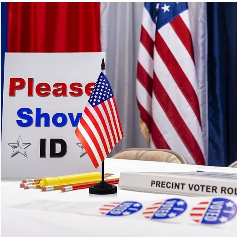 Bandera de escritorio de oficina de 14x21cm de Estados Unidos, bandera americana de EE. UU., bandera colgante estándar de poliéster - imagen 3