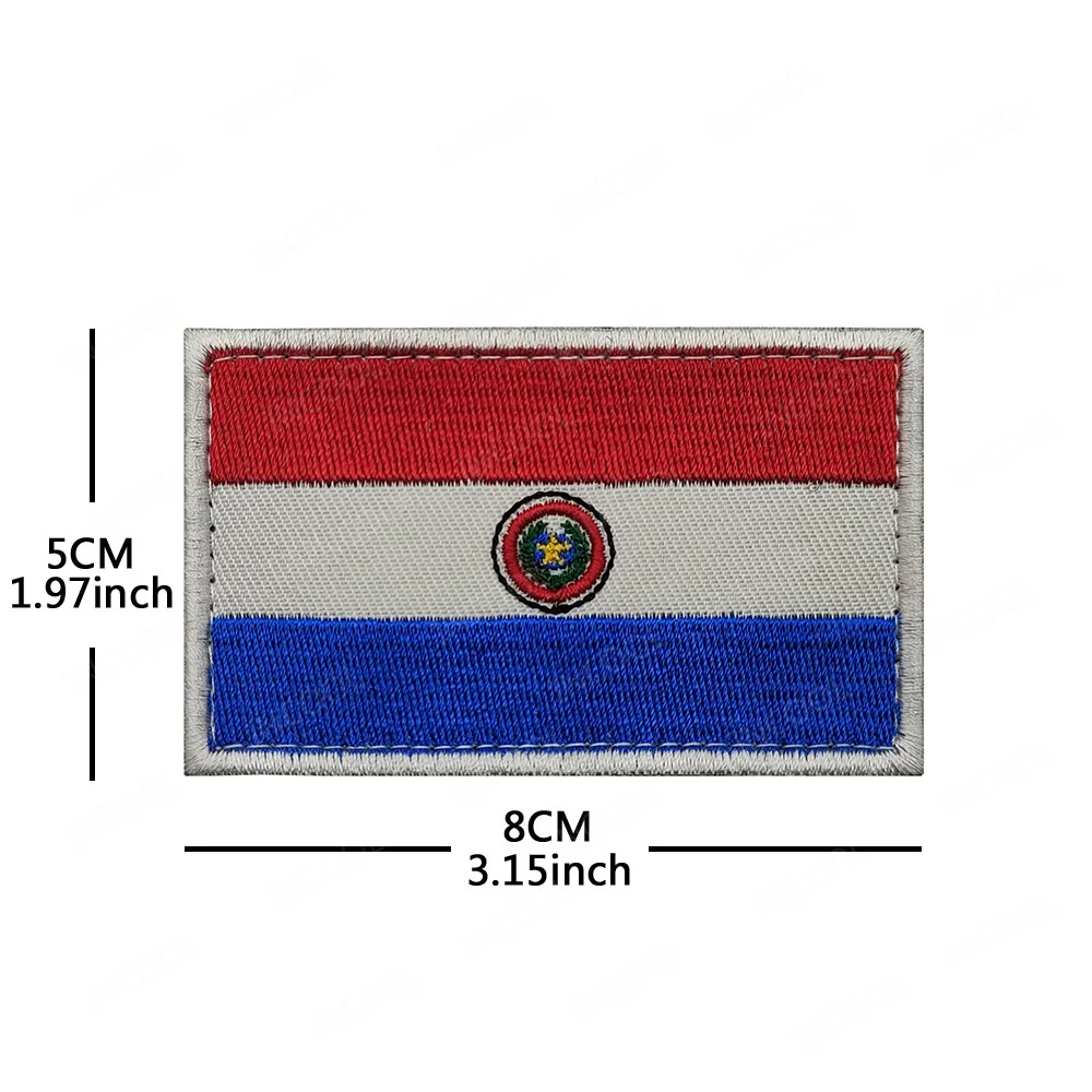 Parche bordado con bandera de Paraguay, parches de goma de PVC para Paraguaya, apliques, brazalete, insignias decorativas para hombro para ropa, mochila - imagen 5