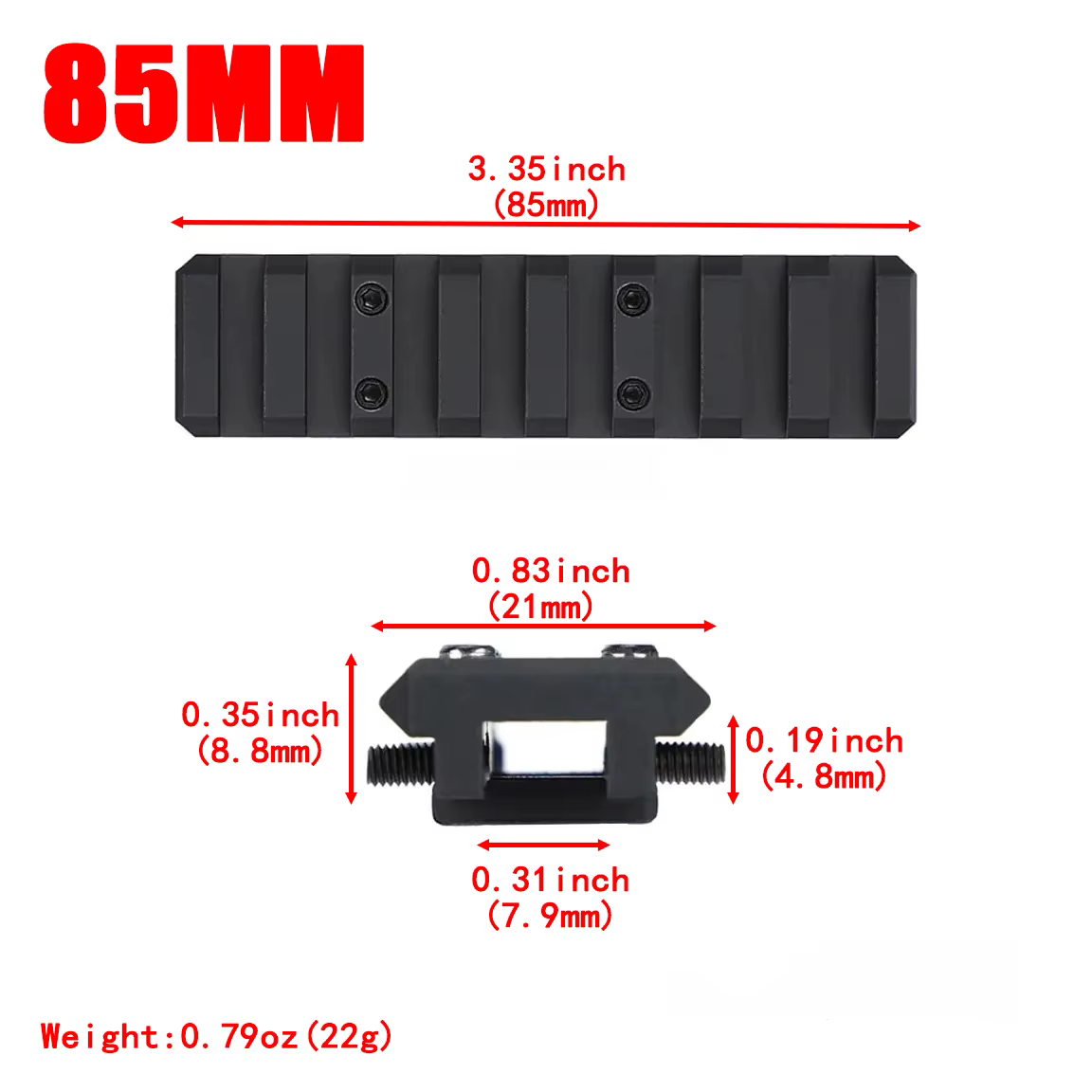 Soporte Picatinny 20mm universal para escopeta con costilla ventilada - imagen 3