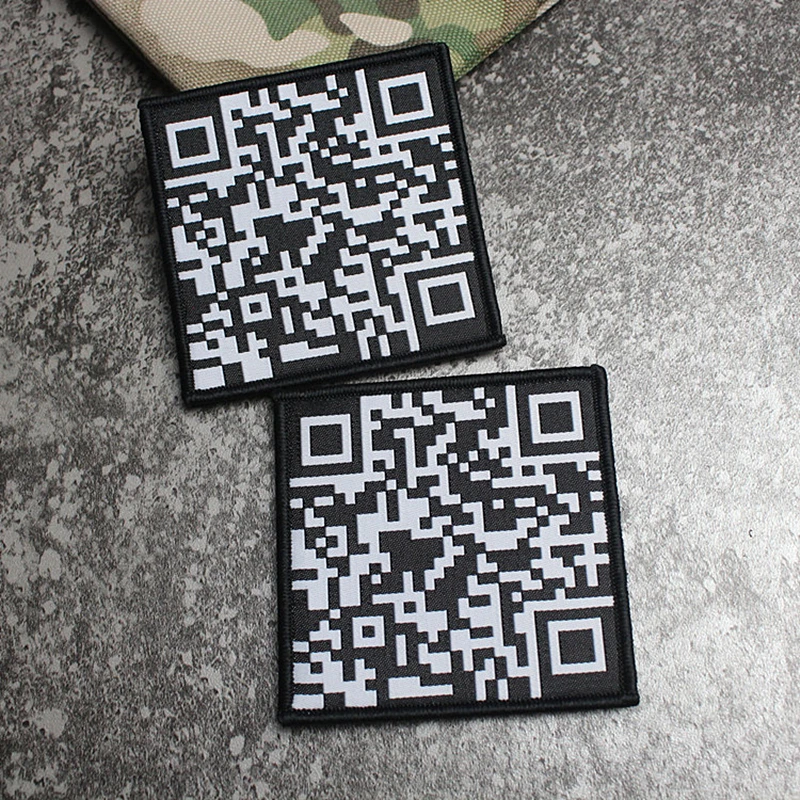 Parches bordados de código QR, no me importa cómo lo hacen, insignia cuadrada táctica de California, pegatinas de brazalete tejidas para decoración de chaleco - imagen 3