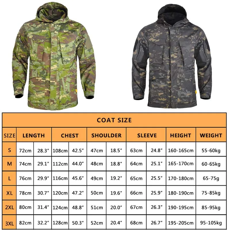 HAN WILD-chaqueta militar M65, ropa táctica, cortavientos, capucha, senderismo, exteriores, deportes, caza, rasgado, Camuflaje, Ejército - imagen 3