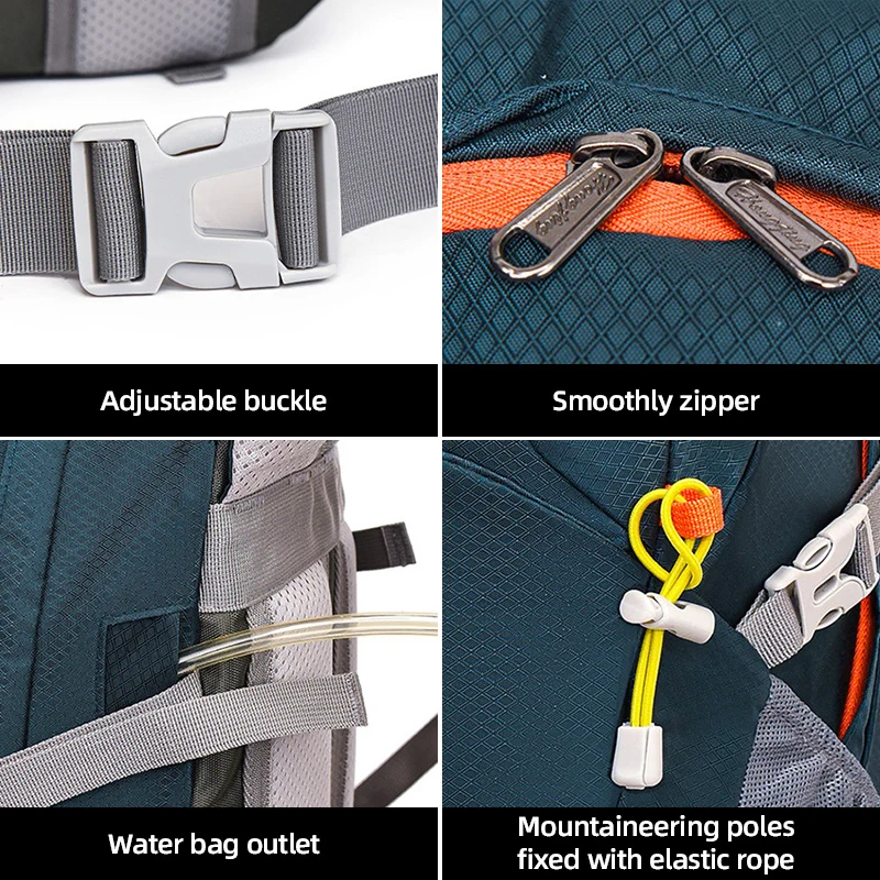 Mochila para acampar y escalar, multibolsillos, senderismo, senderismo, ciclismo, hidratación, mochila de agua, equipaje de viaje al aire libre, mochila deportiva - imagen 5