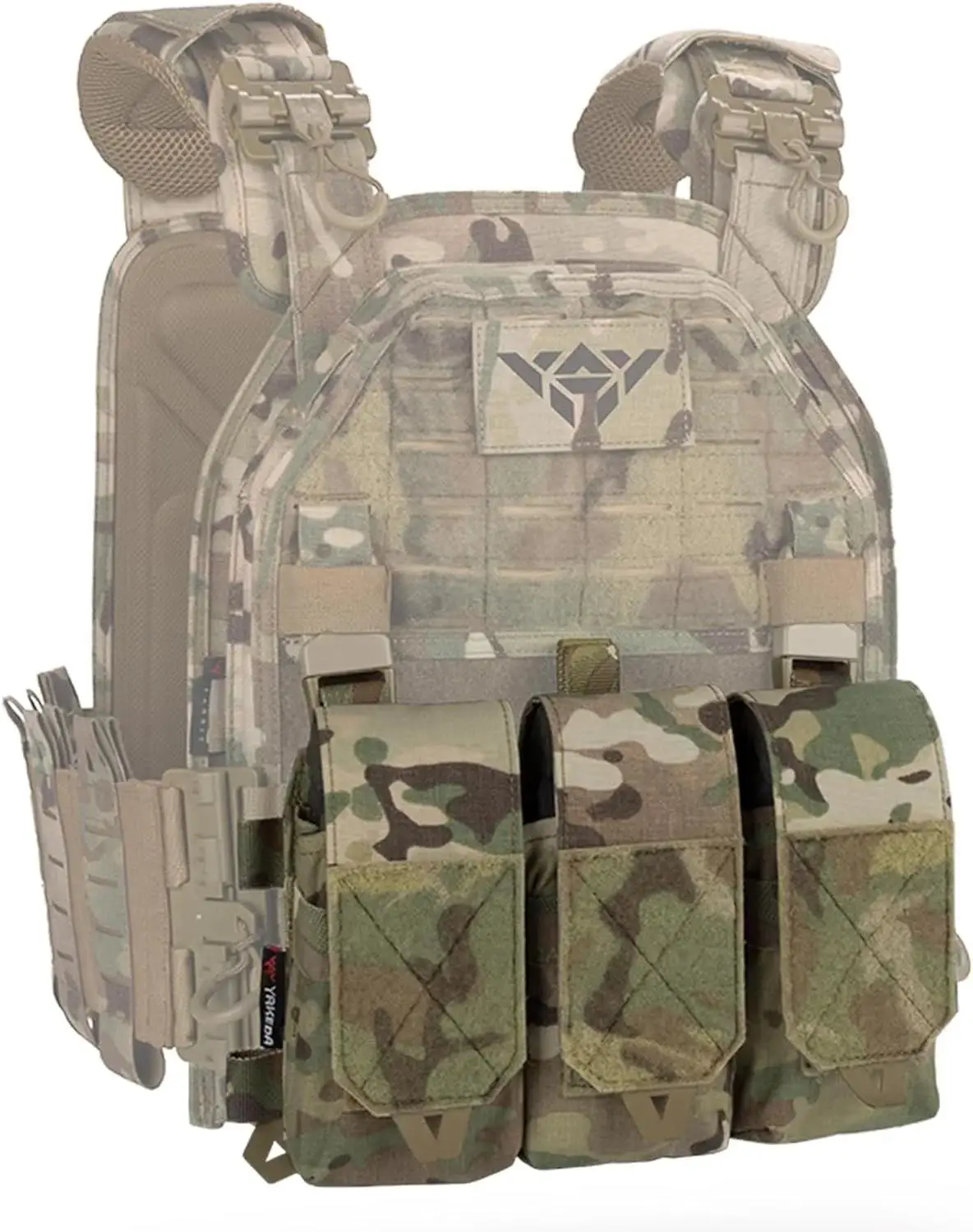 YAKEDA Bolsa triple para revistas con inserto de bolsa magnética de liberación rápida, hebillas UTX combinadas 5,56/7,62 porta revistas Ranger Green - imagen 3