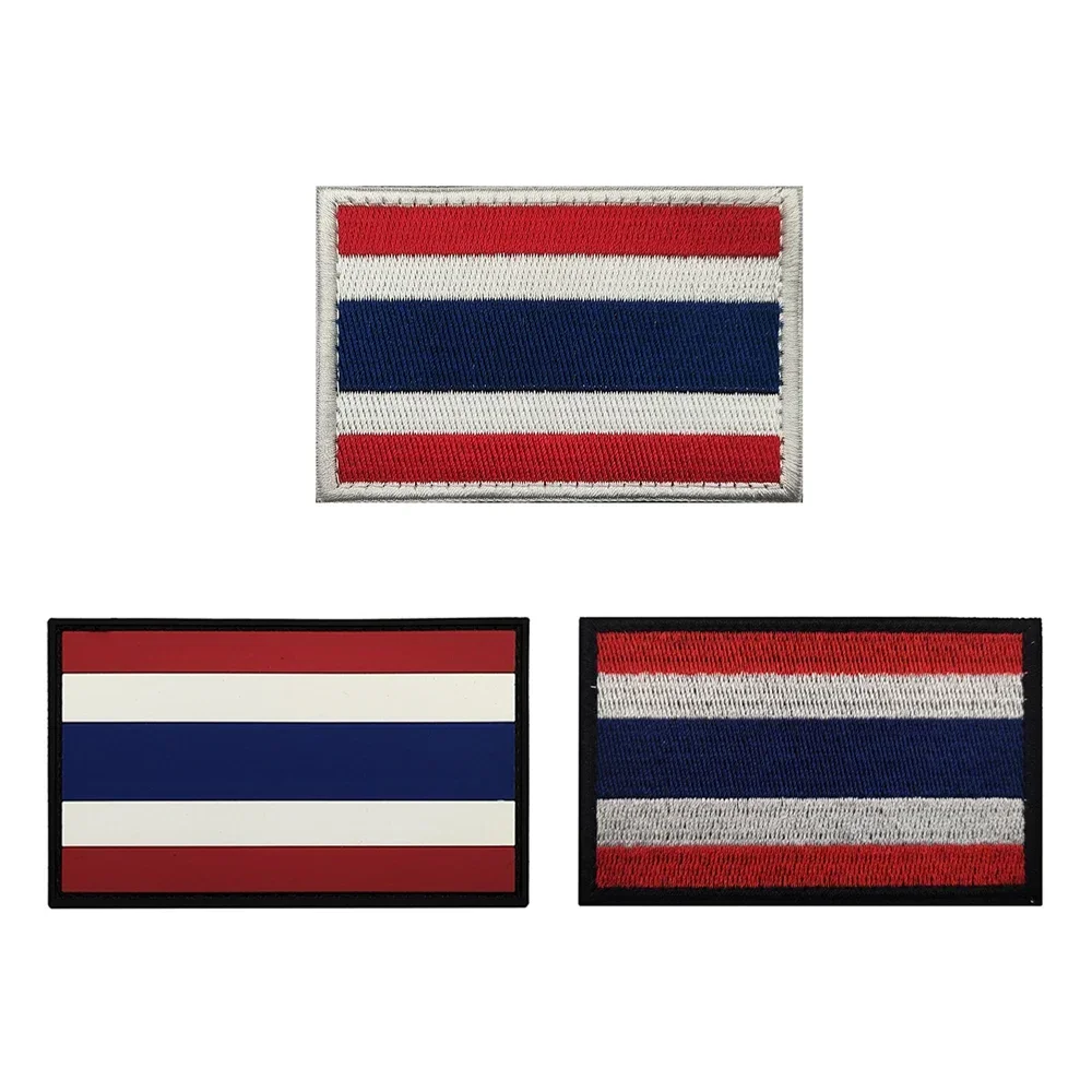 Parches de bandera nacional de Tailandia, bordado, apliques de goma de PVC, brazalete, insignias decorativas para hombros, ropa, chaqueta, gorra - imagen 3