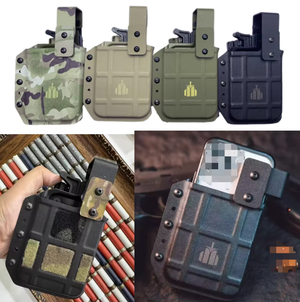 Funda táctica Kydex para móvil – Liberación rápida cinturón
