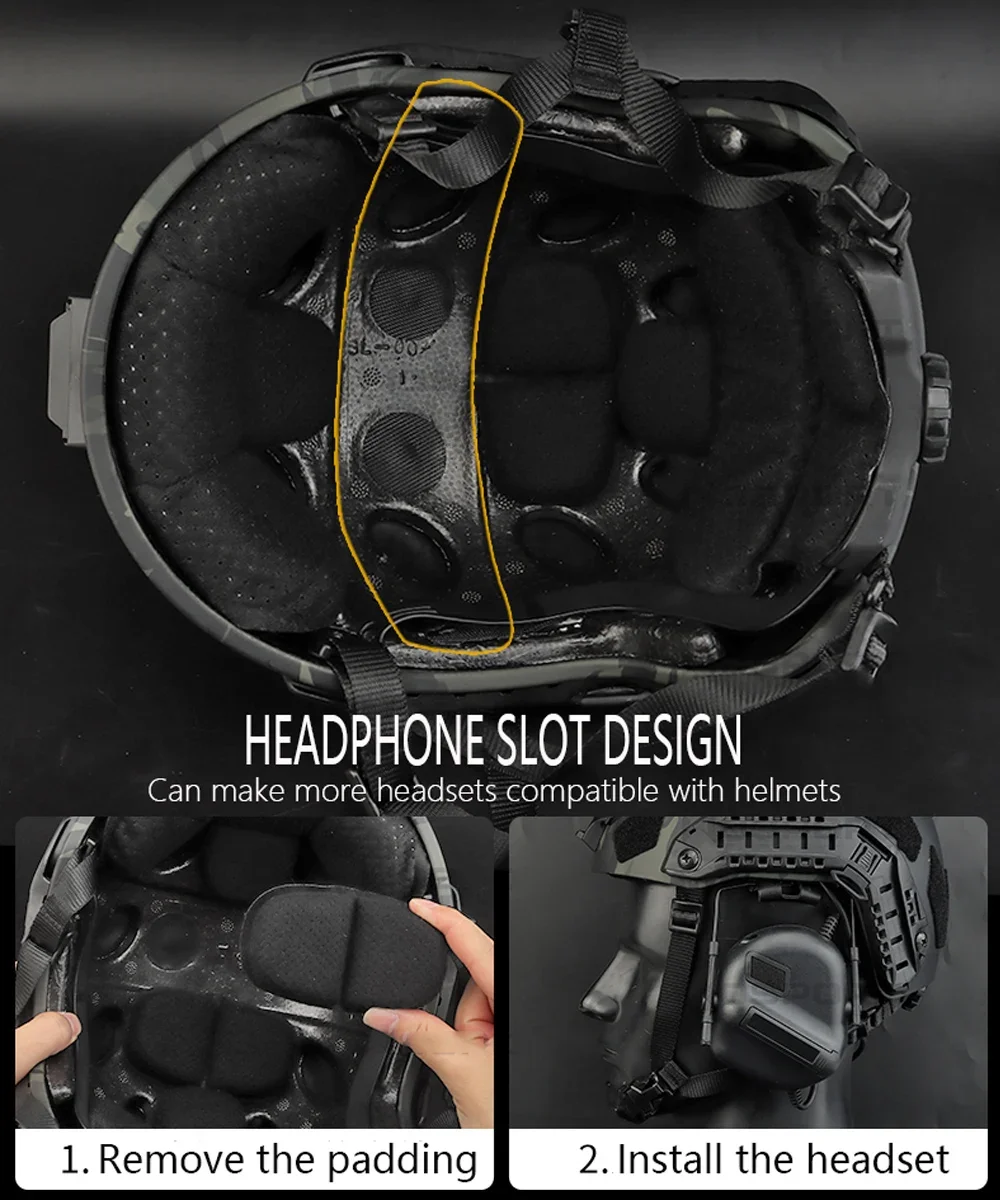 Casco protector de Tiro Militar SF, casco táctico de corte súper alto, rápido, grueso, resistencia al impacto, trayectoria de seguridad - imagen 4