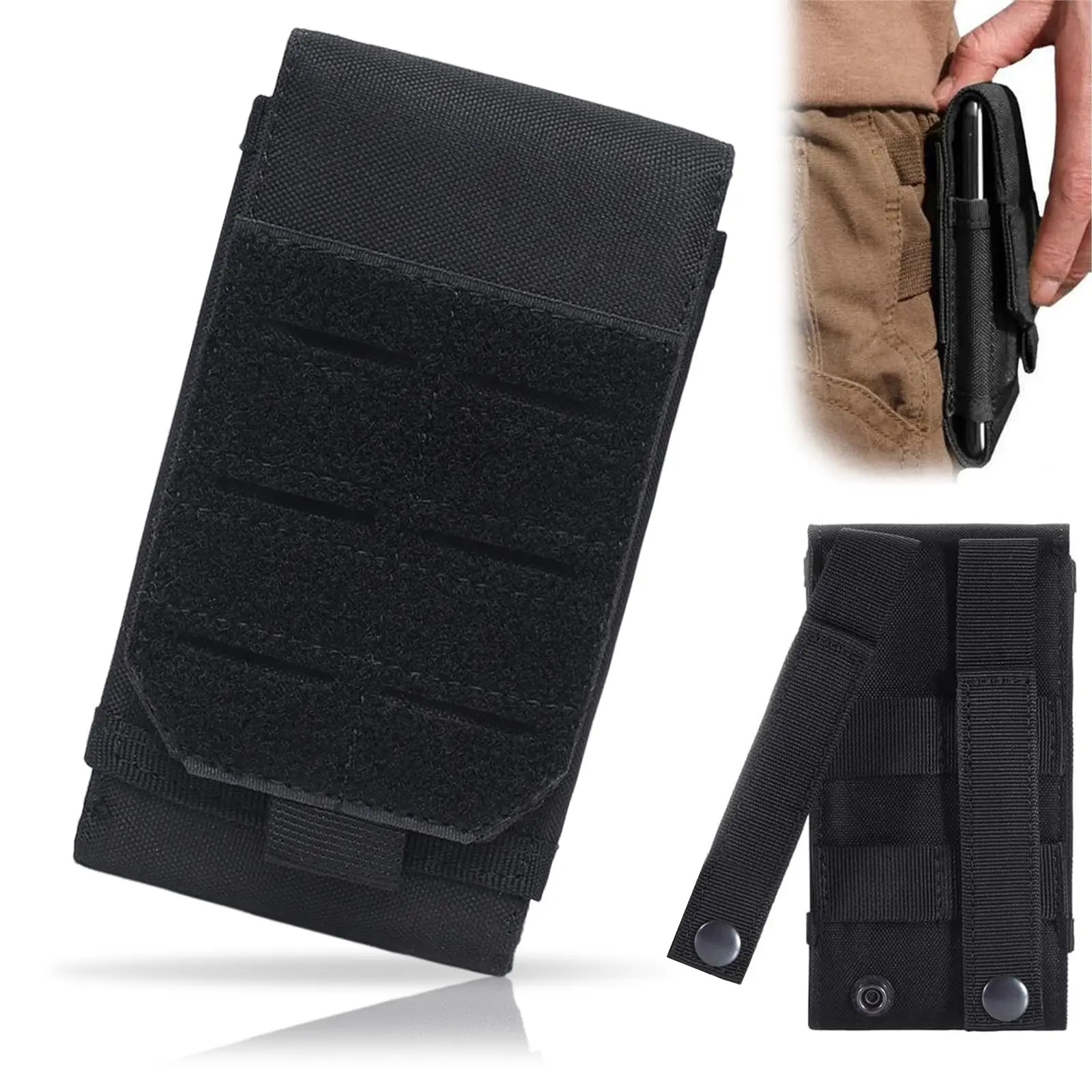 Funda Universal para cinturón, funda para teléfono móvil al aire libre, funda Molle de camuflaje militar negro para teléfono móvil, funda para cinturón - imagen 2