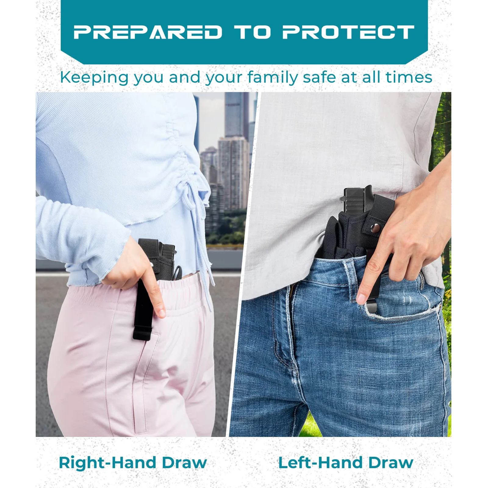 Funda para pistola para pistolas 380 45ACP, fundas para pistola de transporte ocultas IWB/OWB con bolsa magnética, soporte para pistola CCW derecha e izquierda - imagen 3