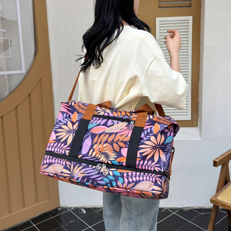 Bolsa de gimnasio para mujer, con separación bolso de hombro seca y húmeda, gran capacidad, deportes, natación, entrenamiento, Yoga, viaje, moda - imagen 3