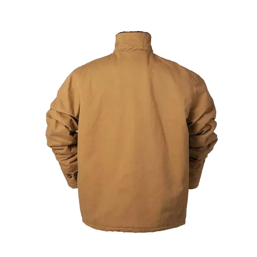 Chaqueta vintage de lana de cordero de otoño/invierno para hombre con terciopelo y traje de vuelo suelto grueso para hombre Chaqueta de algodón - imagen 3