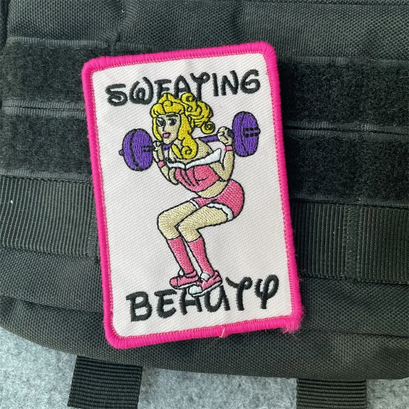 Parche de belleza para levantamiento de pesas, gimnasio, ejercicio, Fitness, parche bordado de dibujos animados para mochila, ropa, insignia de gancho y bucle - imagen 5