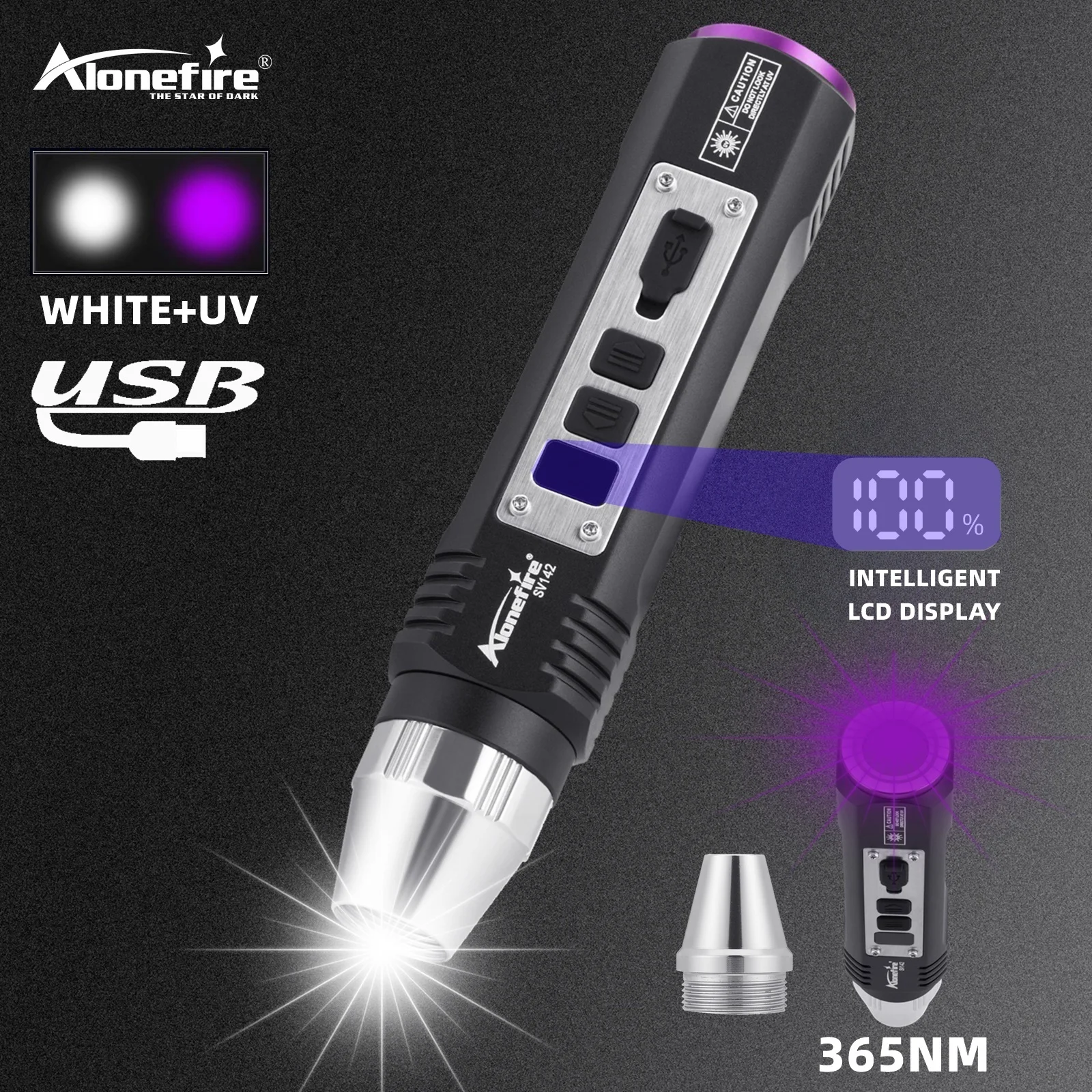 Alta potencia 20W UV 365nm + luz blanca linterna de iluminación USB recargable marcador de tinta Invisible gato perro orina escorpión dinero antorcha - imagen 2
