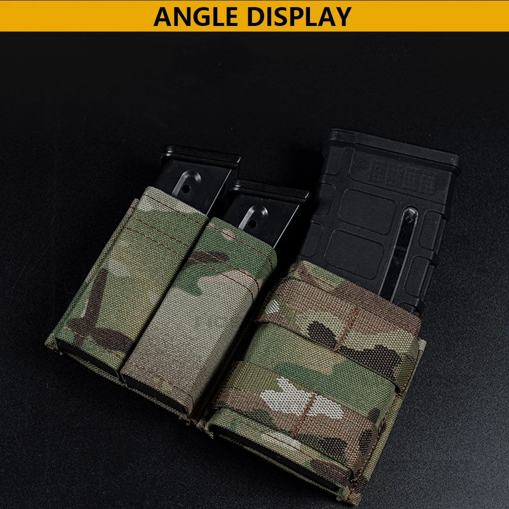Bolsa para revistas de 9mm/5,56, bolsas tácticas para pistola Mag, bolsa doble Mag, soporte para Airsoft de caza con Clip de soporte de nailon rápido - imagen 3