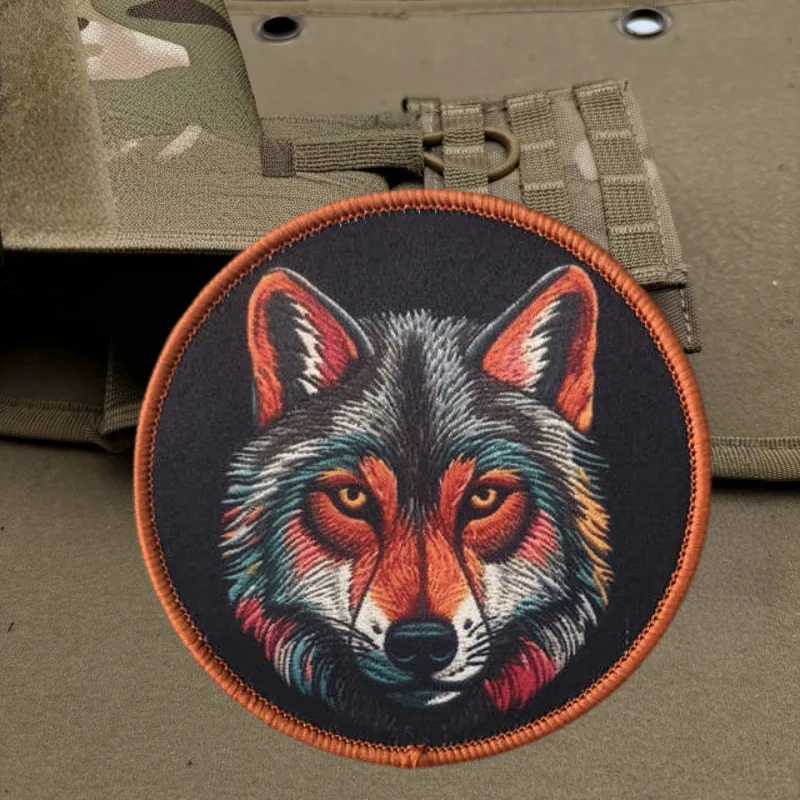 Parche con estampado de lobo militar, chaleco táctico, insignia de moral con gancho y bucle, pegatinas decorativas para mochila, parches para brazalete para ropa - imagen 2