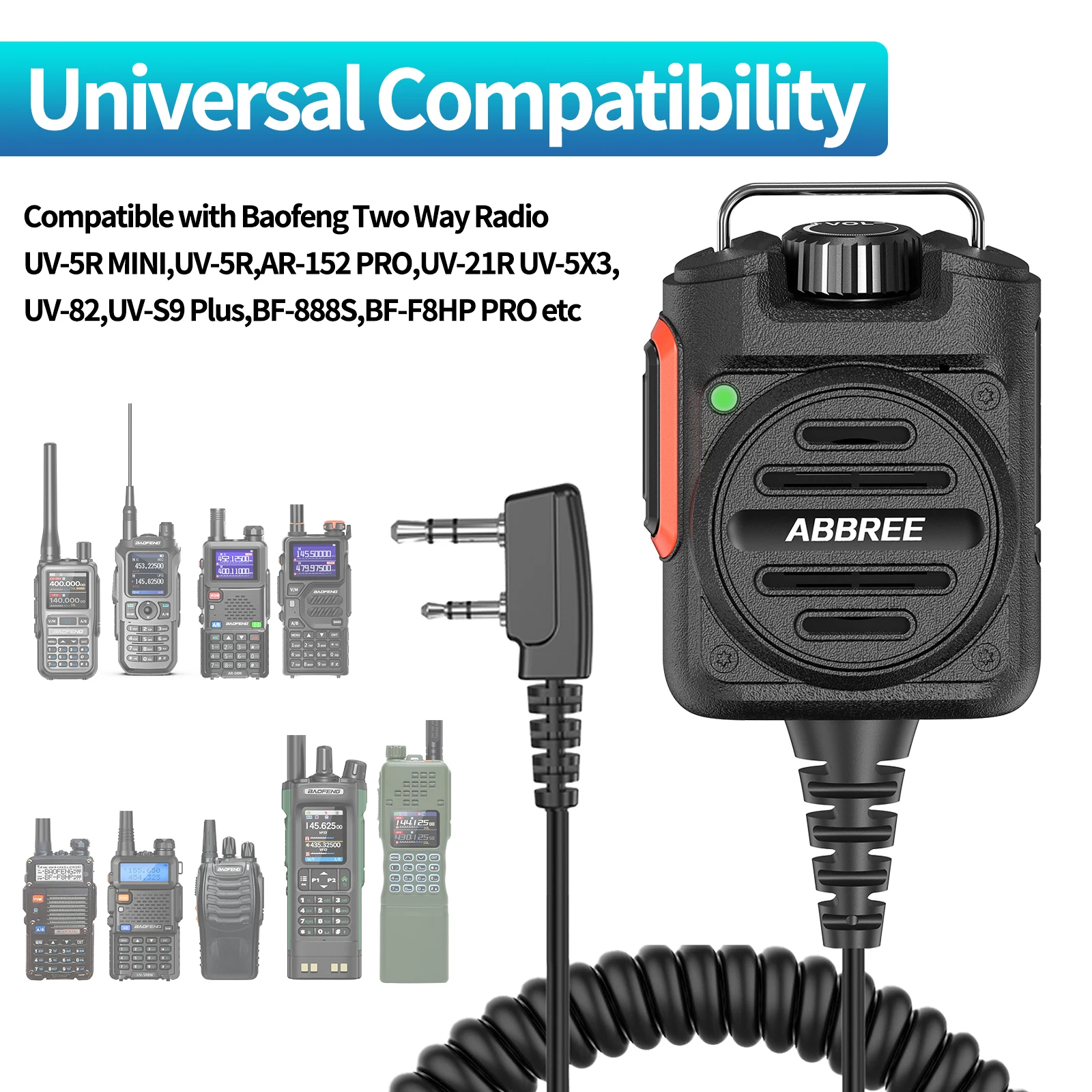 ABBREE AR-158 Altavoz Micrófono Tipo K – Radioaficionado y Coche Outdoor - imagen 3