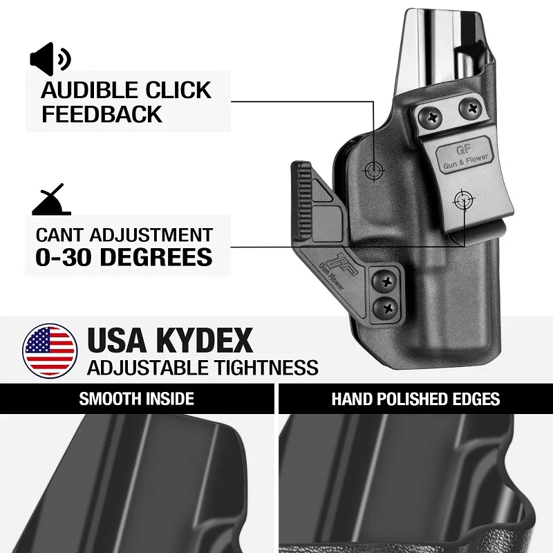 Fundas IWB Kydex con garra para pistola Glock17 / S&W MP9 EZ / Springfield XDS / Hellcat / Sig P365 / Ruger LC9 / Colt1911 - imagen 4