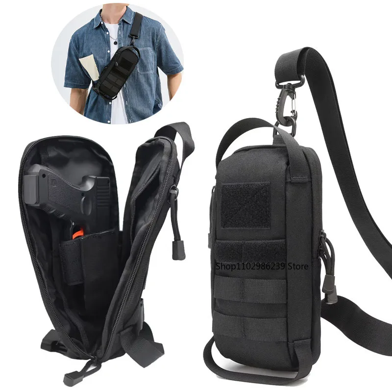 Bolsa táctica para pistola IWB, funda para pistola, correa de hombro Molle, bolsillos de caza, bolsa de pecho para hombres, paquete de bandolera impermeable