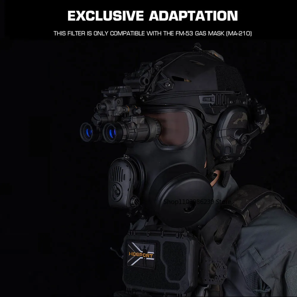 Filtro de máscara de Gas táctico M53, tanque, modelo simulado con ventilador para caza, Cosplay, Airsoft, Paintball, accesorios de máscara FM53 - imagen 5