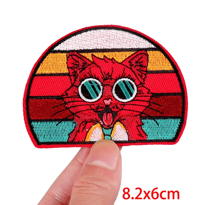 Parche bordado de rana/gato, parche de animales de dibujos animados, parches para planchar para ropa, parches termoadhesivos para ropa, pegatinas para coser pantalones vaqueros - imagen 4