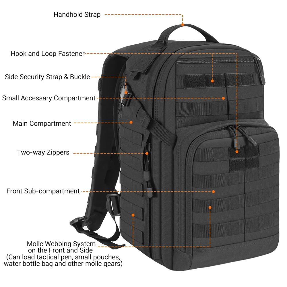 Mochila táctica Molle de 24L, bolsa impermeable para escalada, senderismo, deportes al aire libre, Camping, senderismo, bolsa de viaje - imagen 2