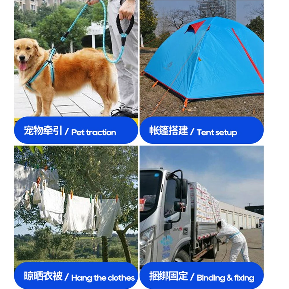 Tendedero de nailon con núcleo de acero de 20m, cuerda resistente para exteriores para colgar ropa, antiflacidez, No necesita taladro, duradero - imagen 3