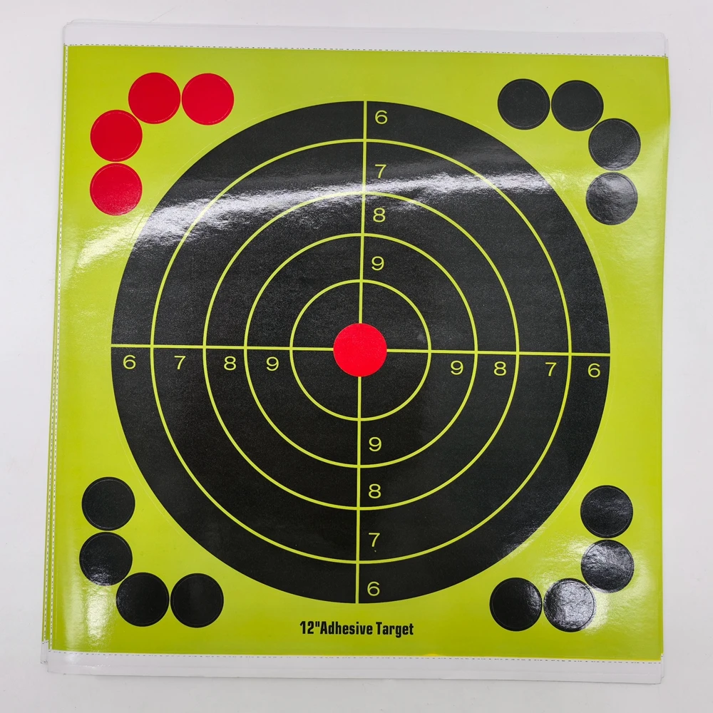 10 Uds. De pegatinas de papel autoadhesivas con salpicaduras de tiro para el alcance, 12 "x 12", con comentarios de impacto amarillo - imagen 4