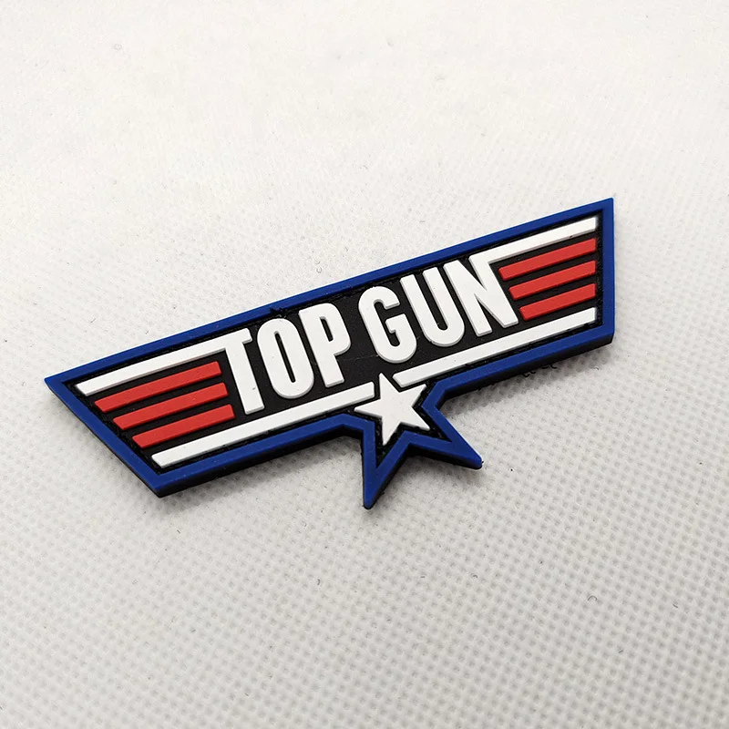 Top Gun 2 insignias de goma de Pvc con gancho y bucle, pegatinas mágicas de gotitas para mochila, parche táctico para ropa, sombrero, brazalete que brilla en la oscuridad - imagen 3