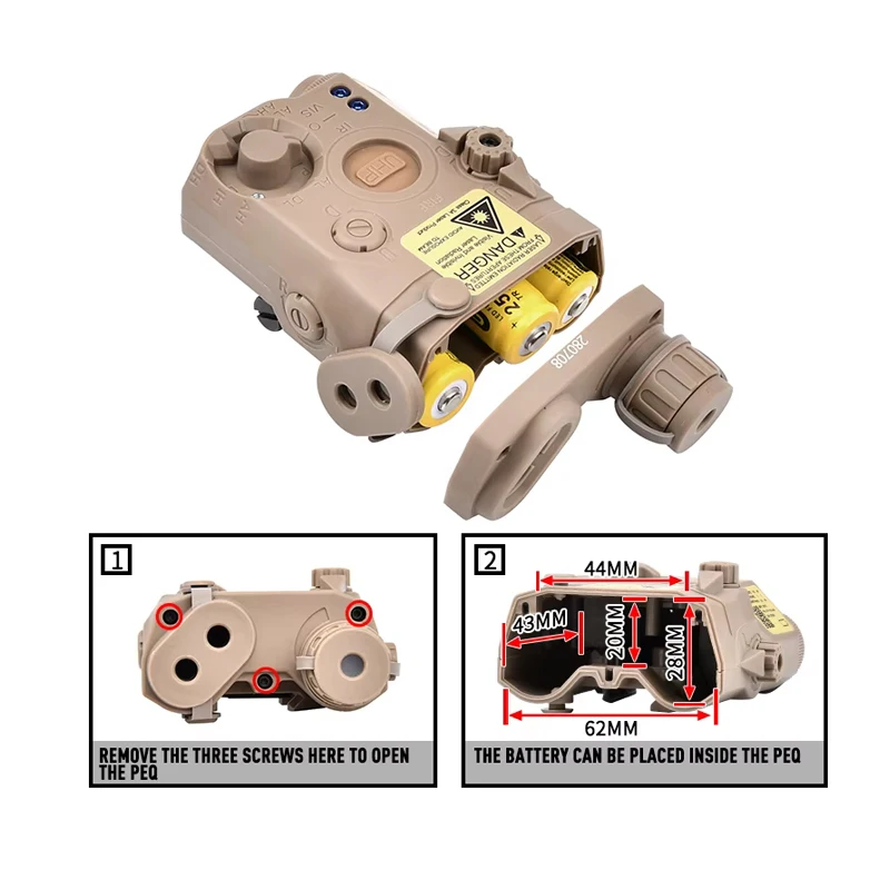 Airsoft táctico WADSN AR/PEQ 15 caja versión UHP sin función maniquí PEQ15 LA-5C caja de batería modelo para riel Picatinny - imagen 5