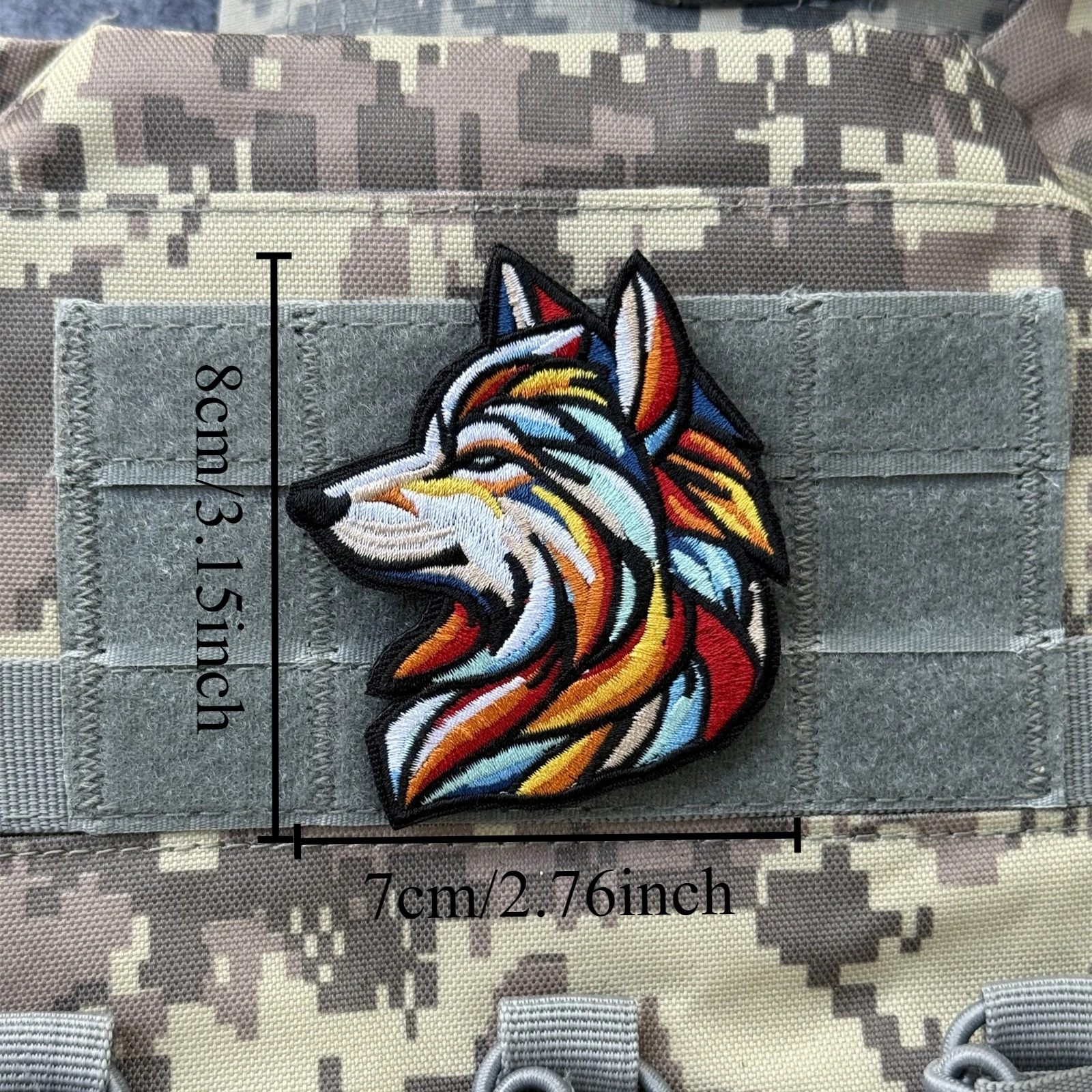 Parche táctico colorido con bordado de lobo, pegatina decorativa con gancho de moral en mochila militar, parches tácticos para ropa - imagen 2