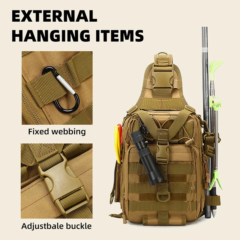 Bolso de pecho táctico MOLLE para hombre, bolsa cruzada de un solo hombro, deportes, senderismo, viajes al aire libre - imagen 5