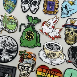 Parche bordado calavera Hippie Rock termoadhesivo para chaleco táctico
