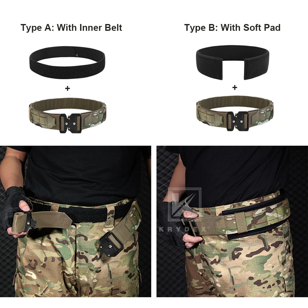 KRYDEX-Cinturón táctico Molle de 2 pulgadas, corte láser, liberación rápida, tiro de combate, cinturón 3 en 1 con cinturón interior y almohadilla de soporte trasero - imagen 3