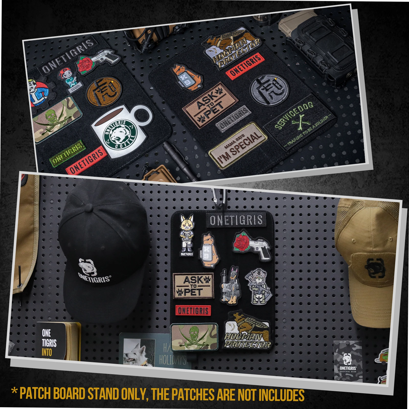 ONETIGRIS Placa de parches, organizador de soporte de panel de exhibición de parches tácticos con superficie de bucle para parche de identificación moral de gancho y bucle - imagen 5