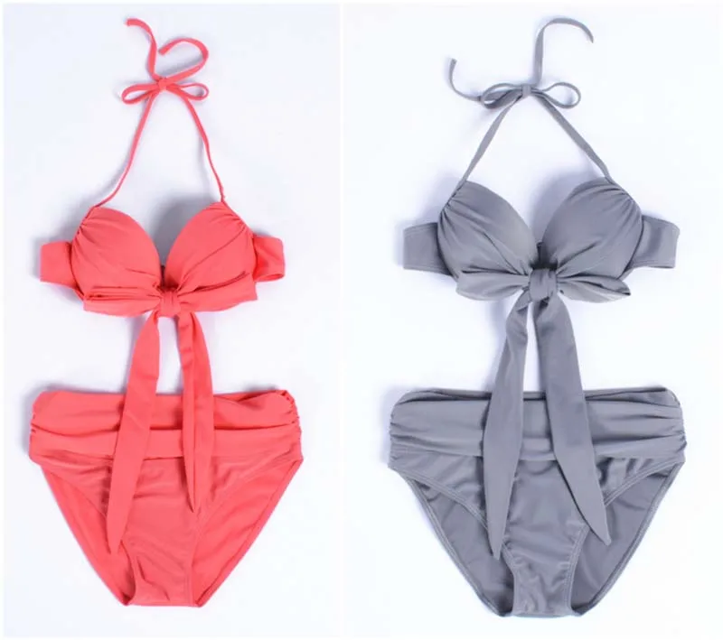 Traje de baño de playa fruncido de busto pequeño ajustado a la moda sexy - imagen 2