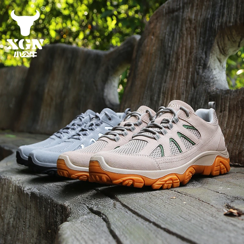 XGN-zapatos de senderismo de piel de vaca para hombre, botas de caza impermeables, botines tácticos de combate en el desierto, botas de viaje, zapatillas de trekking informales - imagen 5