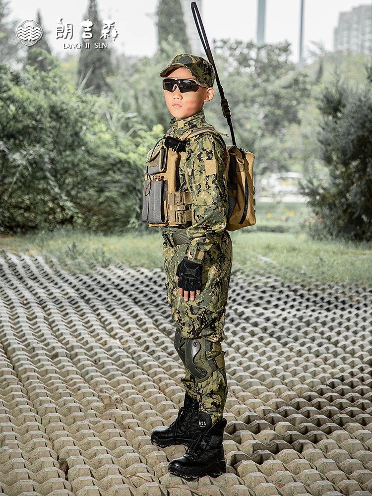 Traje de camuflaje de manga larga para niños y niñas, traje de entrenamiento militar de soldado, expansión táctica para exteriores, otoño - imagen 3