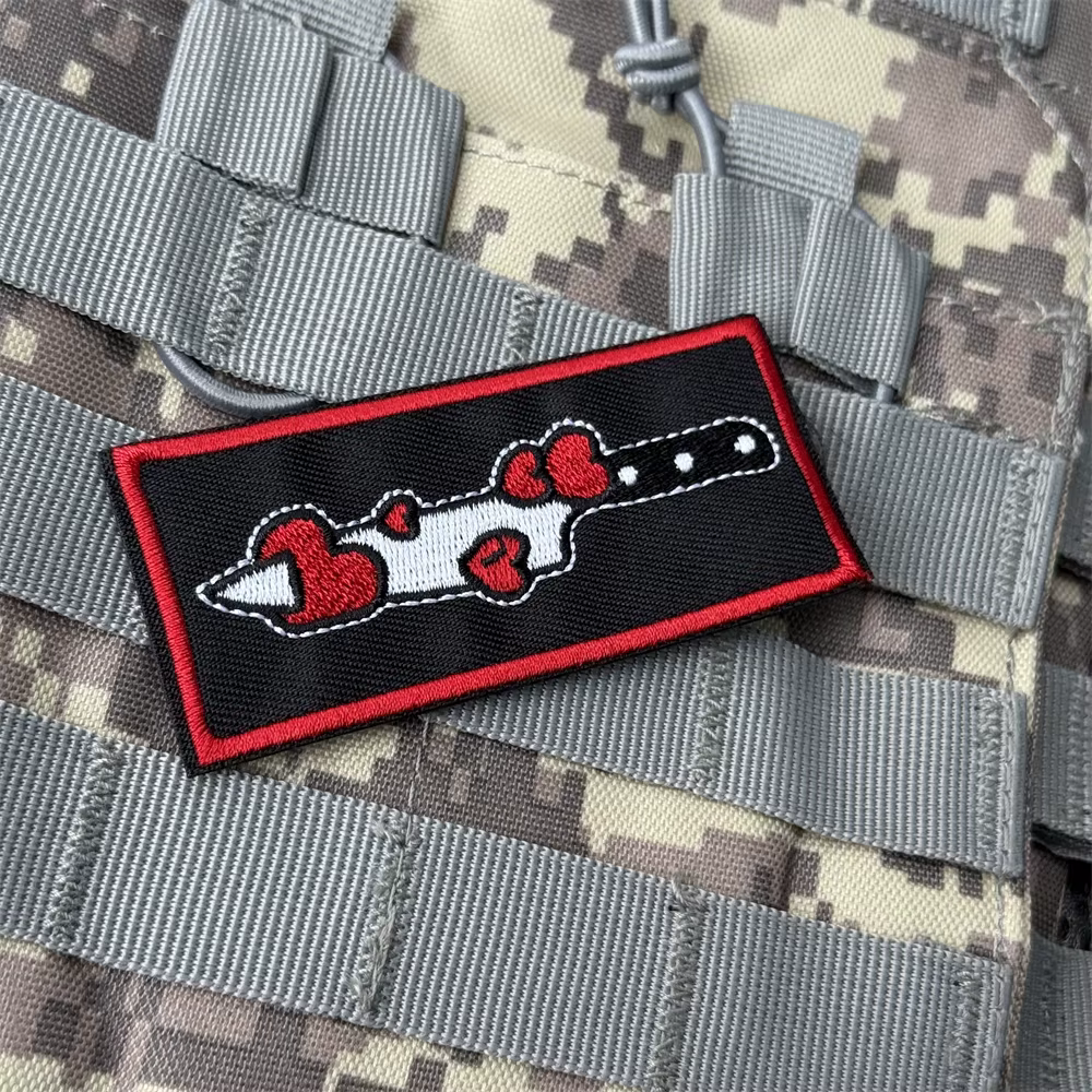 Parche táctico moral bordado chevron cuchillo con velcro para ropa - imagen 3
