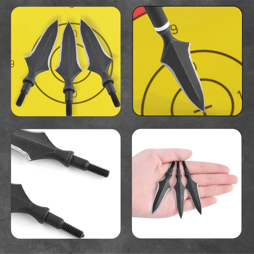 12 Uds. Puntas anchas de tiro con arco, puntas de flecha de Metal de acero de grano 200 para arco recurvo compuesto de objetivo, accesorios de caza para tiro al aire libre - imagen 5