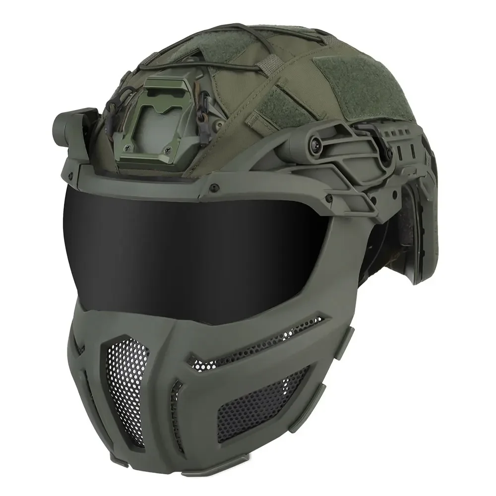 Un casco verde con un patrón de camuflaje