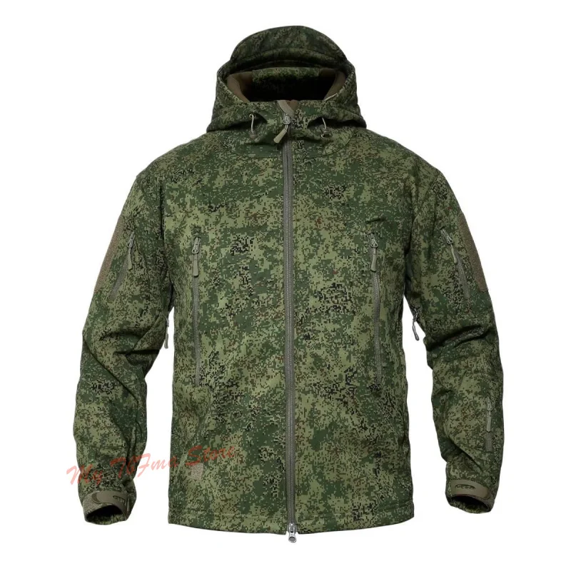 Chaqueta de lana de concha suave de piel de tiburón para hombre, abrigo táctico de combate, sudadera de camuflaje alemana Flecktarn, chaqueta Softshell impermeable a prueba de viento - imagen 3