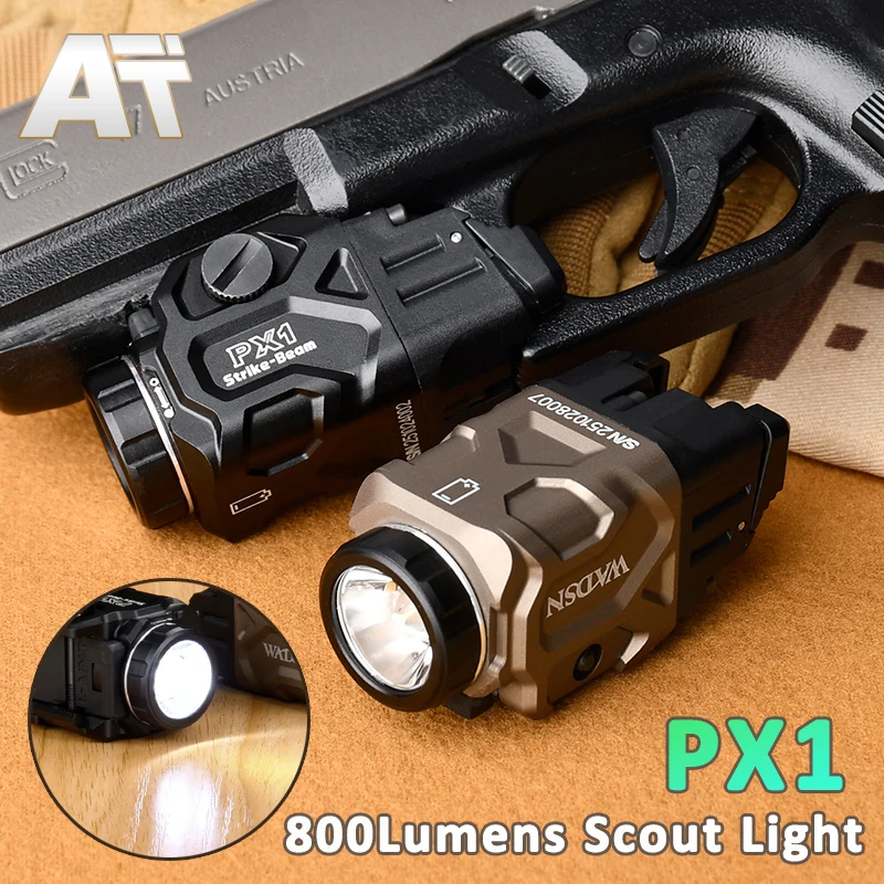 Luz táctica PX1 para el explorador de pistola colgante 800 lúmenes estroboscópica WADSN linterna potente foco de caza de Metal MINI arma 1 lámpara - imagen 2