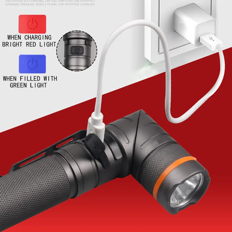 Linterna de codo de 90 grados con imán de carga USB, Luz fuerte - imagen 4