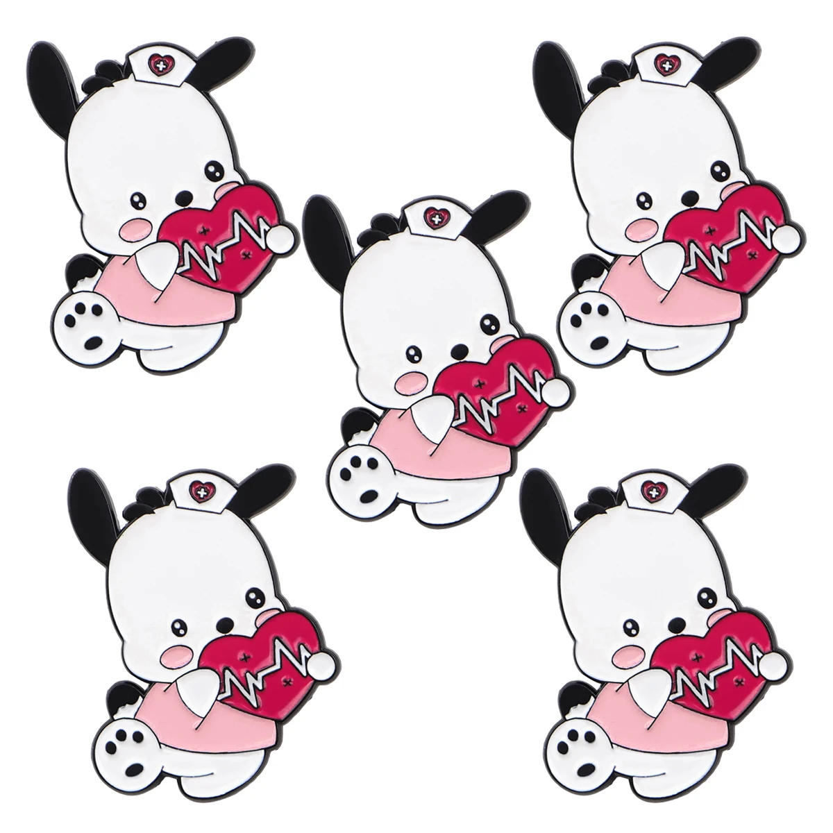 5 uds lindo perro esmalte Pins dibujos animados Anime broche conjunto Metal solapa Pin insignia mochila accesorios joyería regalos para niñas - imagen 4