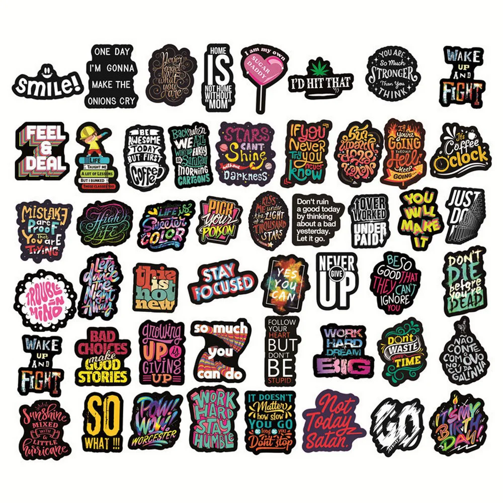 50 Uds. Pegatinas de frases motivacionales, citas inspiradoras de estímulo, álbum de recortes, papelería, pegatina para sala de estudio y oficina - imagen 4