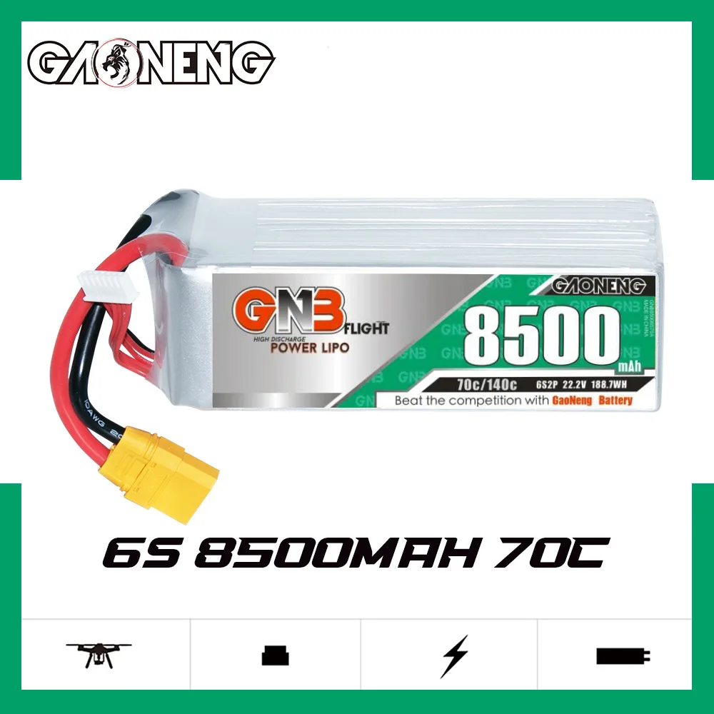 Batería Lipo GNB 6S 22,2 V 5500/7000/7200/8500/11000/13500mAh 70C con enchufe XT60 XT90 XT90S para Dron FPV helicóptero avión - imagen 4