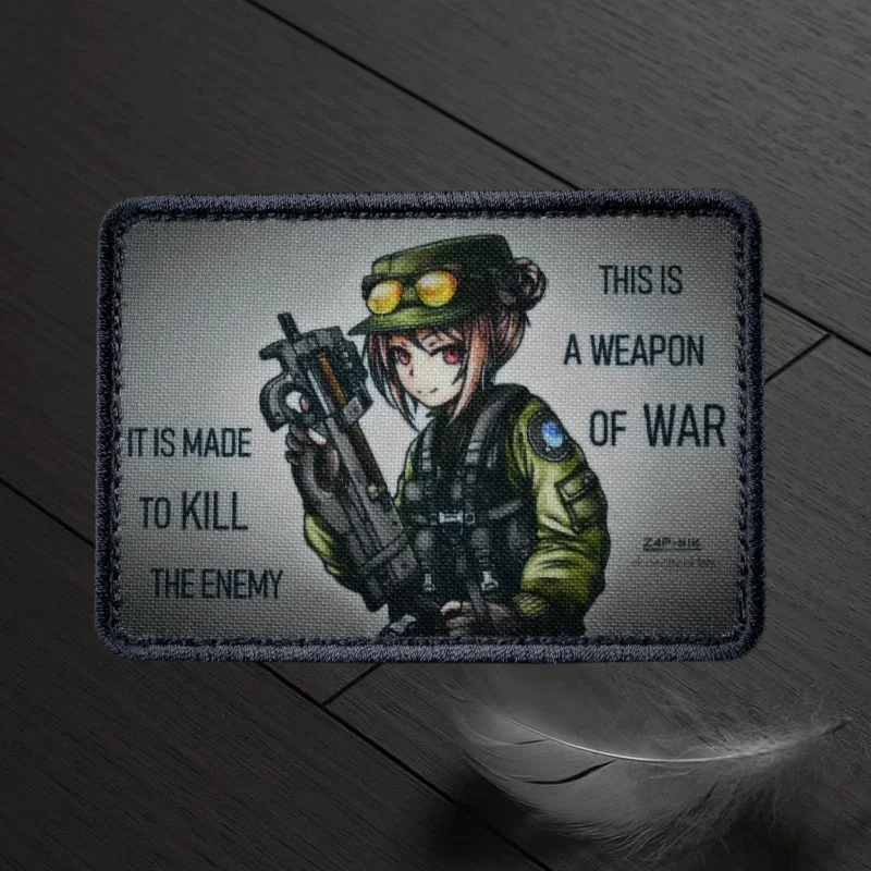 Parche "P90, primera línea" para niñas, insignia con estampado de moral táctica, gancho y bucle, mochila militar, ropa, pegatina decorativa, brazalete - imagen 4