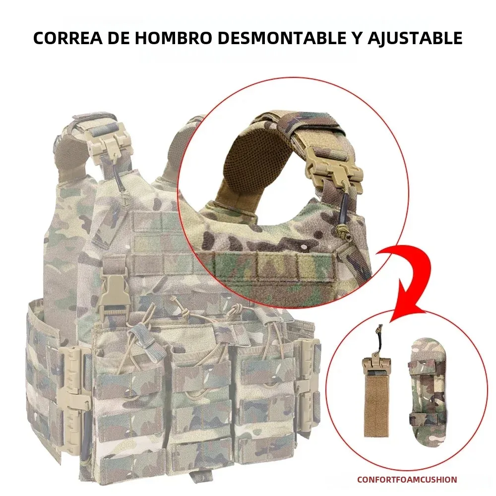 SINAIRSOFT Chaleco táctico de nailon con liberación rápida, soporte de placa multicamuflaje Molle de seguridad, Chaleco de caza - imagen 5